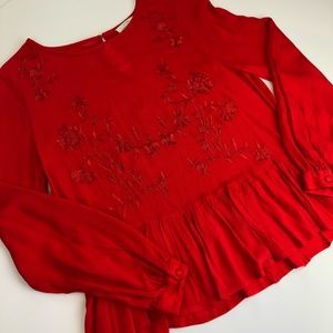 Lucky Brand Poppy-Red Blouse